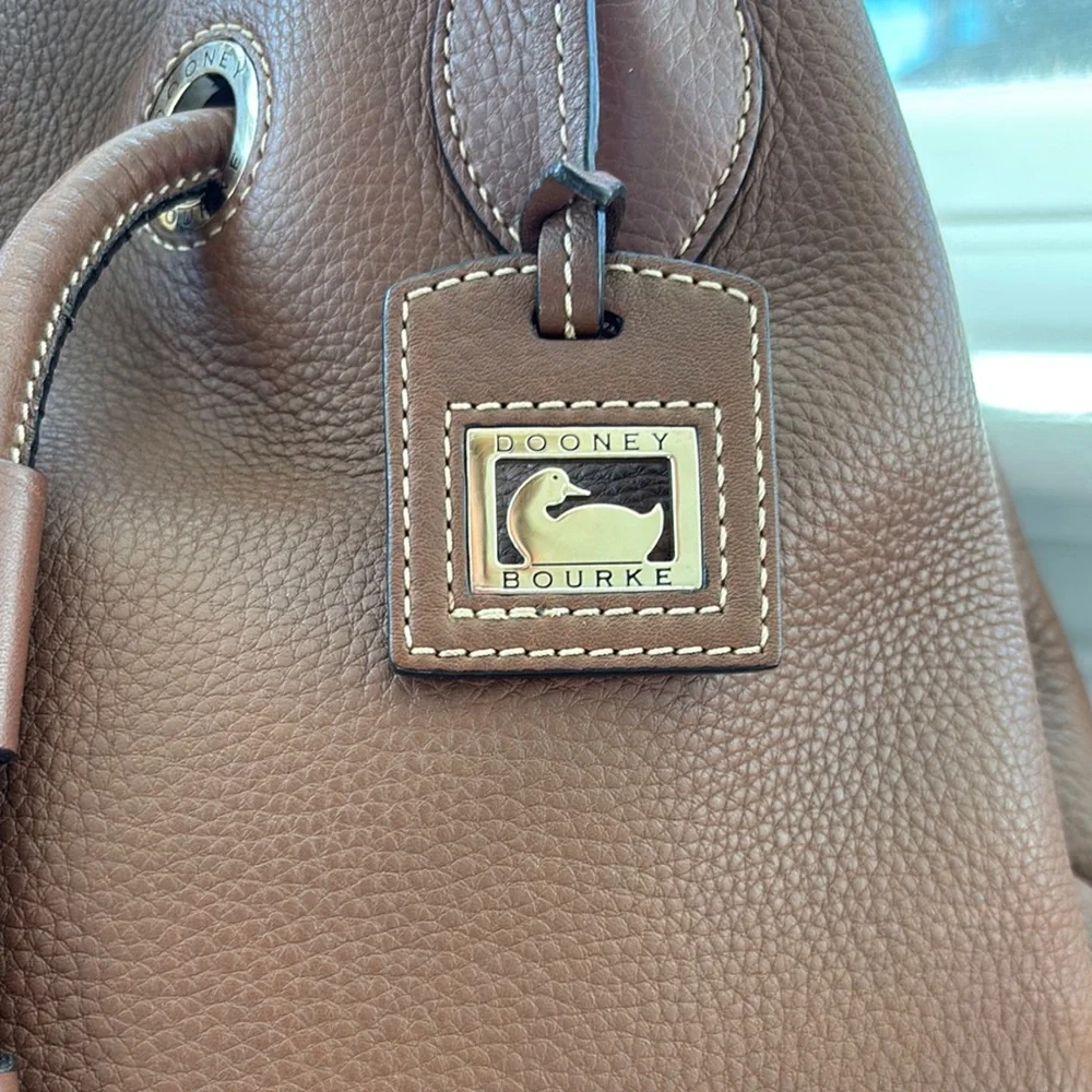 Dooney & Bourke Brown Leather Shoulder Bag with Tassel Details - Picture 2 of 7